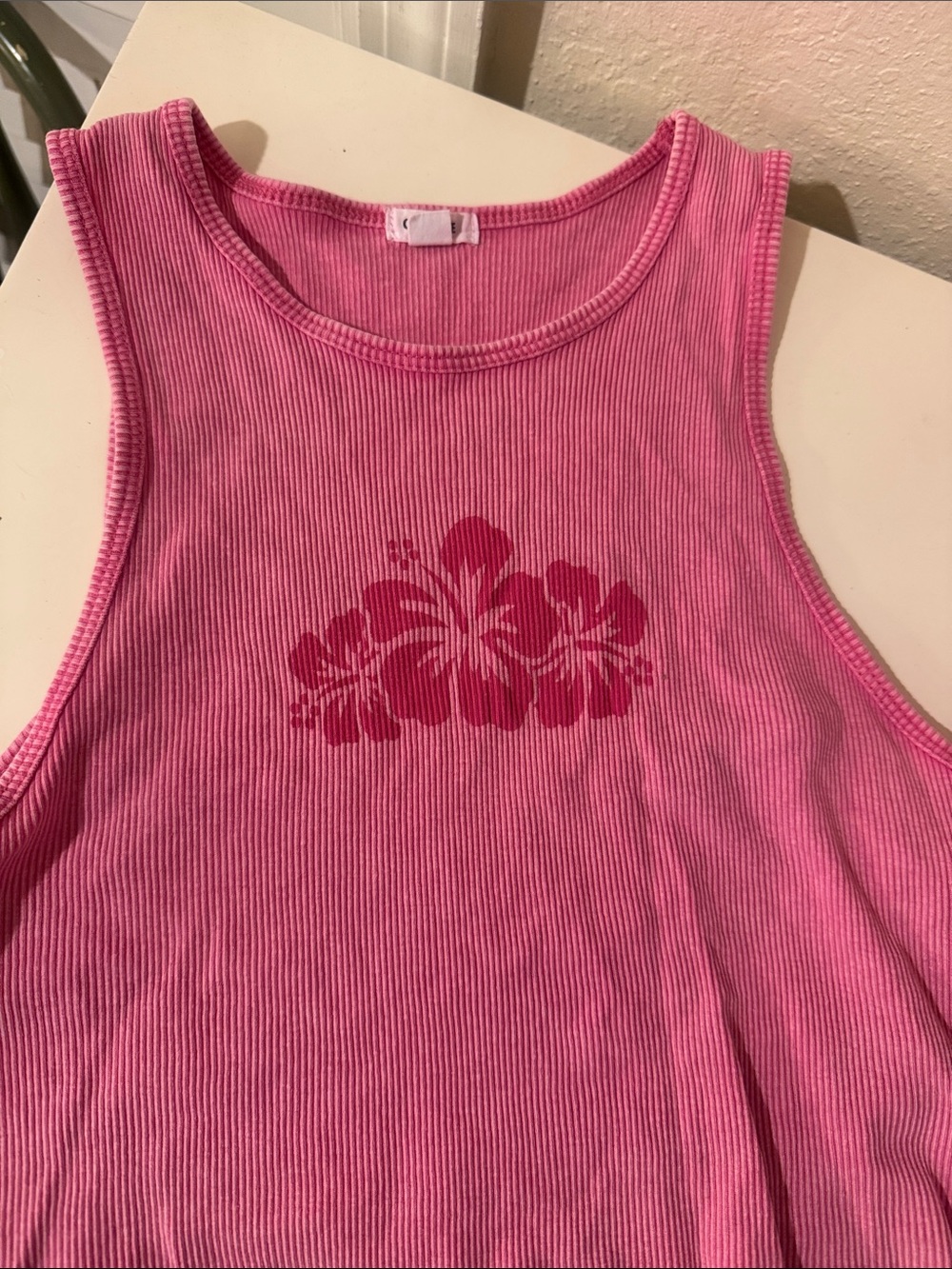 Garage Pink Ribbed Tank Top
